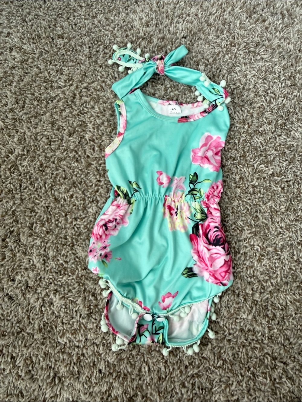 3-6 piece romper and bow